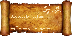 Szeleczky Jolán névjegykártya