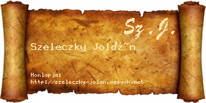 Szeleczky Jolán névjegykártya